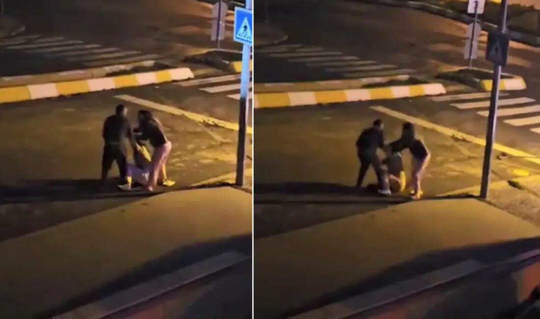 İstanbul’un Esenyurt ilçesinde gecenin ilerleyen saatlerinde, kaldırımda oturan iki kadına