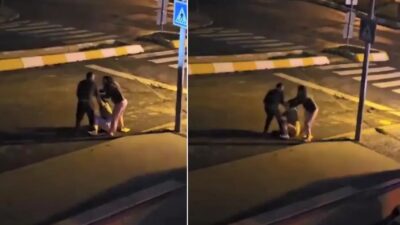 İstanbul’un Esenyurt ilçesinde gecenin ilerleyen saatlerinde, kaldırımda oturan iki kadına