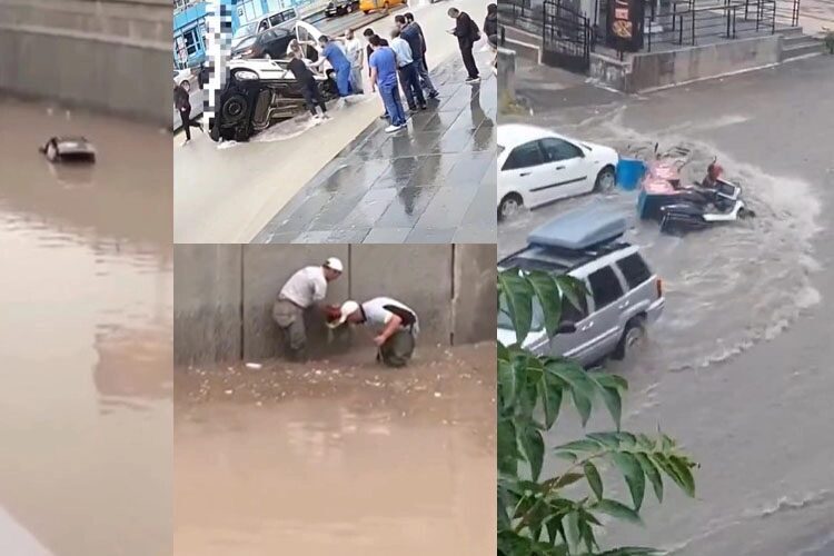 Ankara’da etkili olan şiddetli yağış nedeniyle batçıklar su altında kaldı.