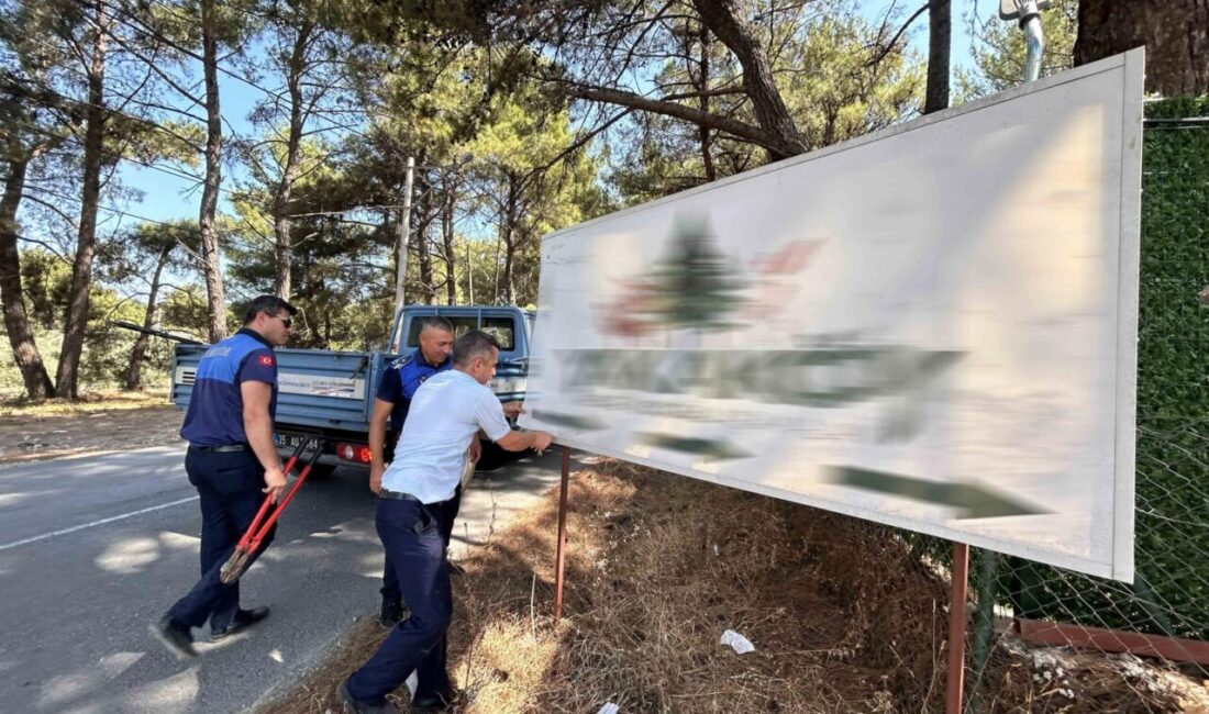Bornova Belediyesi Zabıta Müdürlüğü ekipleri, Çiçekliköy ve Yakaköy’de görsel kirlilik