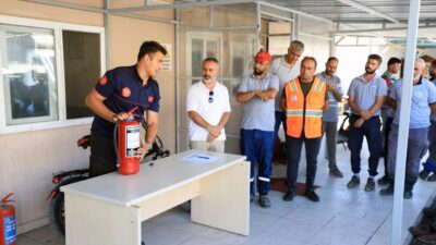 Kayseri Talas Belediyesi Teknik Birimler Şantiyesi’nde görev yapan personele, yangınlara