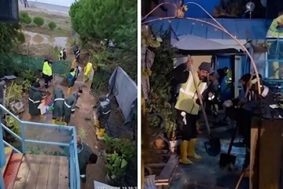 Bursa’nın Mudanya ilçesine bağlı Esence Mahallesi’nde etkili olan yoğun yağışın