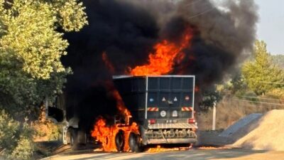 Muğla’nın Dalaman ilçesinde belediyeye ait asfalt kaplama aracı, Elcik Mahallesi