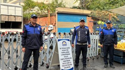 Kocaeli Gebze Belediyesi Zabıta Müdürlüğü ekipleri, pazar yerlerinde düzeni sağlamak,